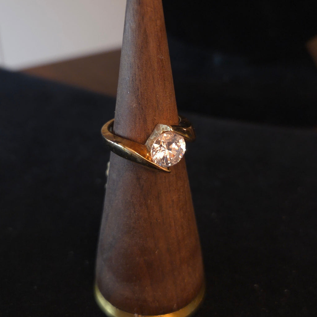 Gold-Tone 14K HGE LIND Size 6 Round CZ Bypass Ring