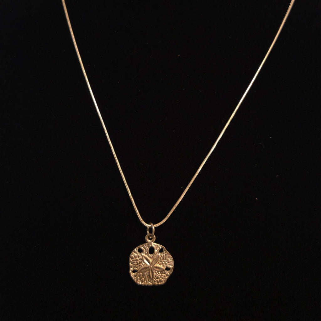 Vintage Sterling Silver Snake Chain with Sterling Sand Dollar Charm