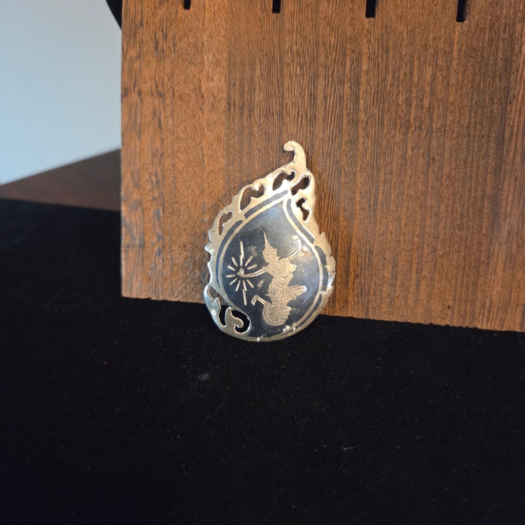 Vintage Siam Sterling Silver Niello Brooch