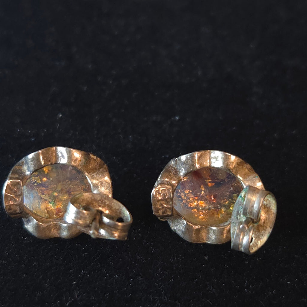 Sterling Silver Opal Stud Earrings