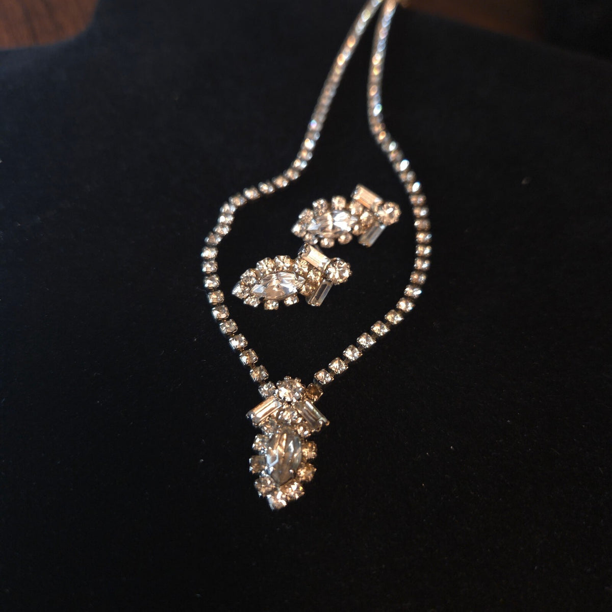 Vintage Rhinestone Necklace and Earring Set