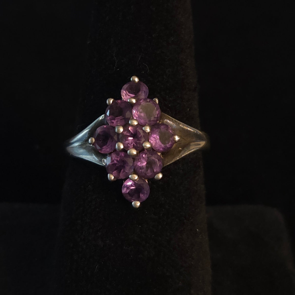 Vintage Size 7 Estate Sterling Silver Amethyst Cocktail Ring