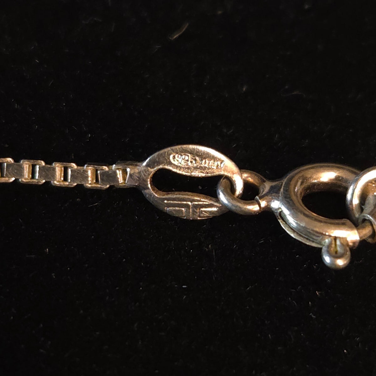 Vintage Sterling Silver 9" Ankle ID Heart Box Chain Bracelet