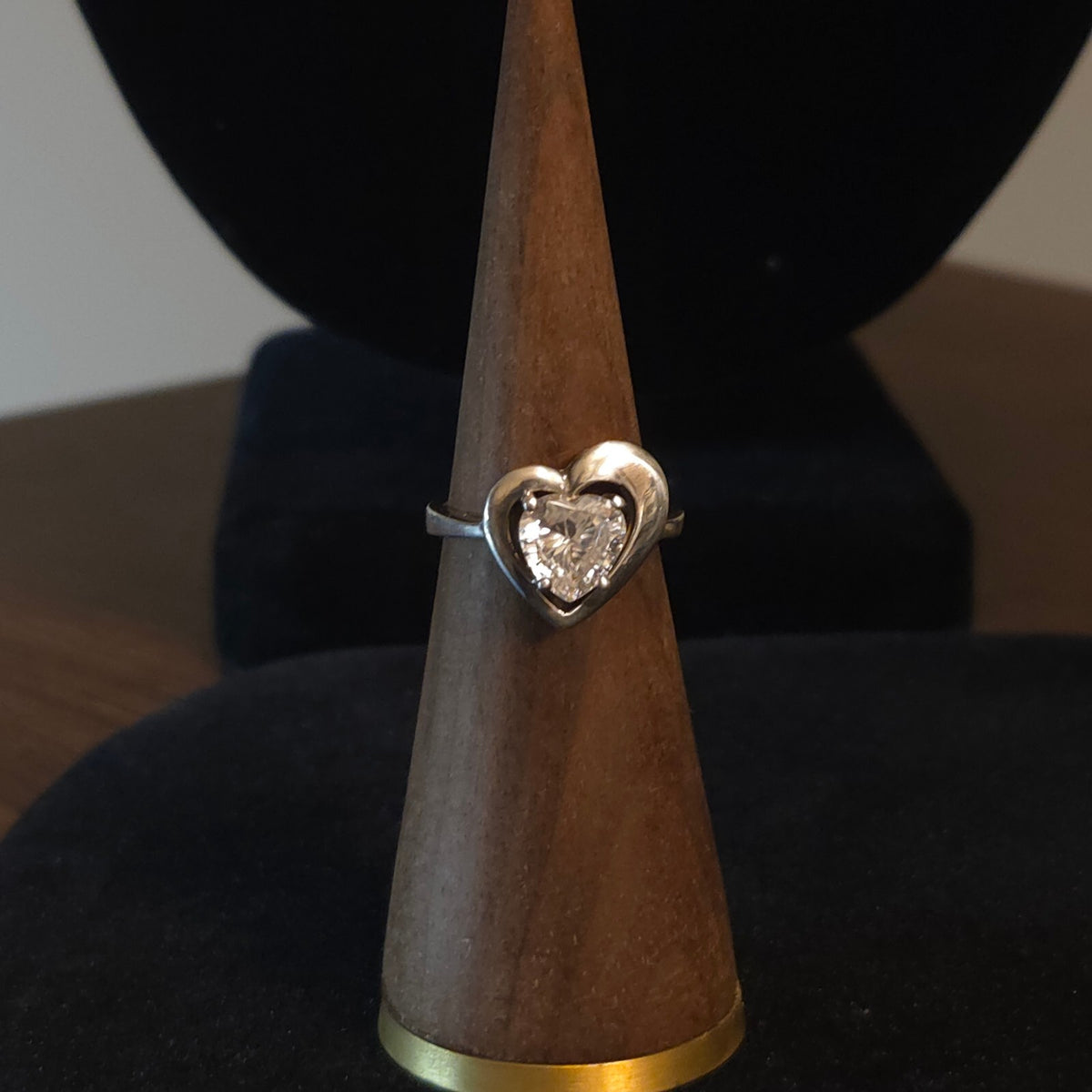 Vintage Size 7 Sterling Silver DQ Diamonique Heart CZ Ring