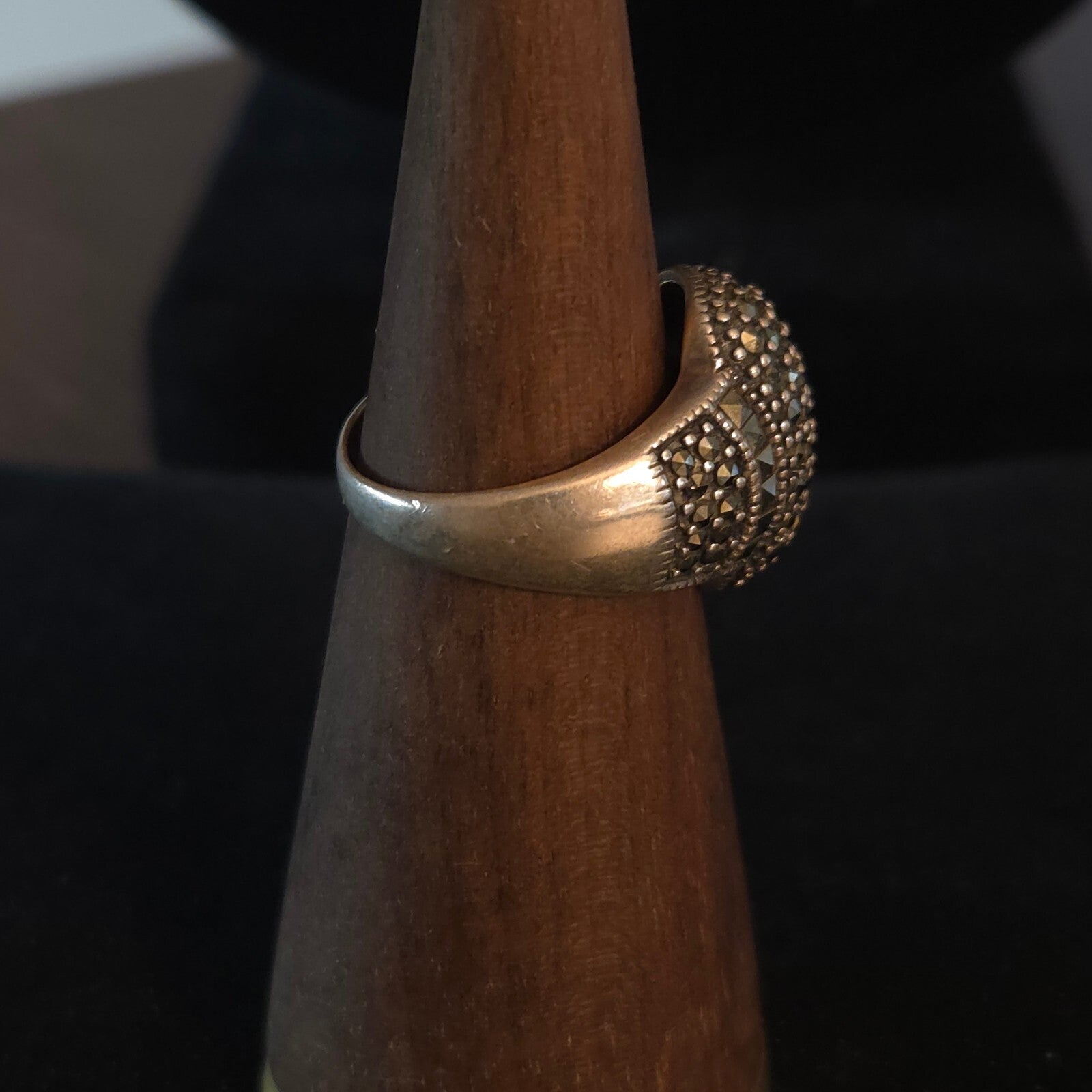 Vintage Size 8 Art Deco Style Ring Dome Marcasite Ring