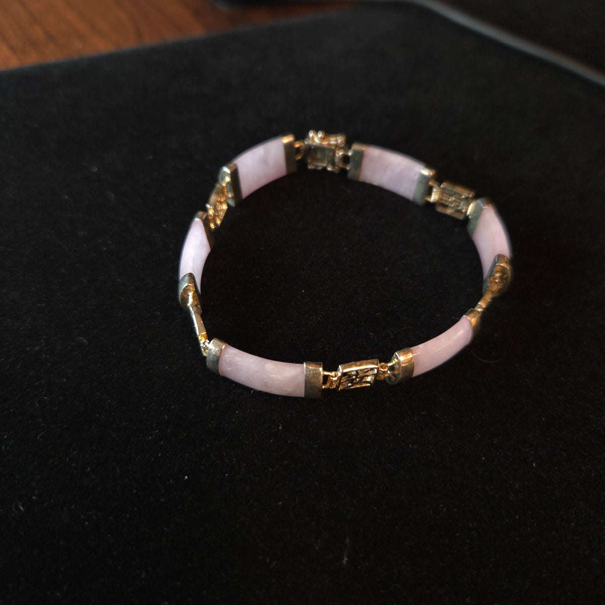 Vintage Gold over Sterling Silver Lavender Jade Bracelet