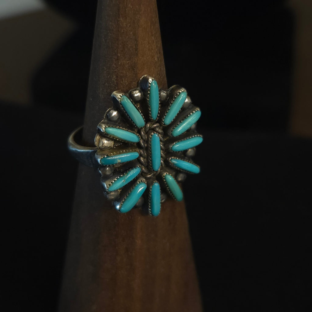 Vintage Size 6 C-R Zunie Turquoise Ring