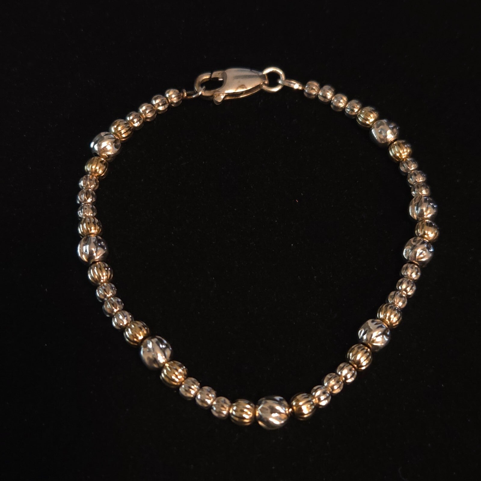 Sterling Silver and Gold 7 1/2" Beaded Bracelet