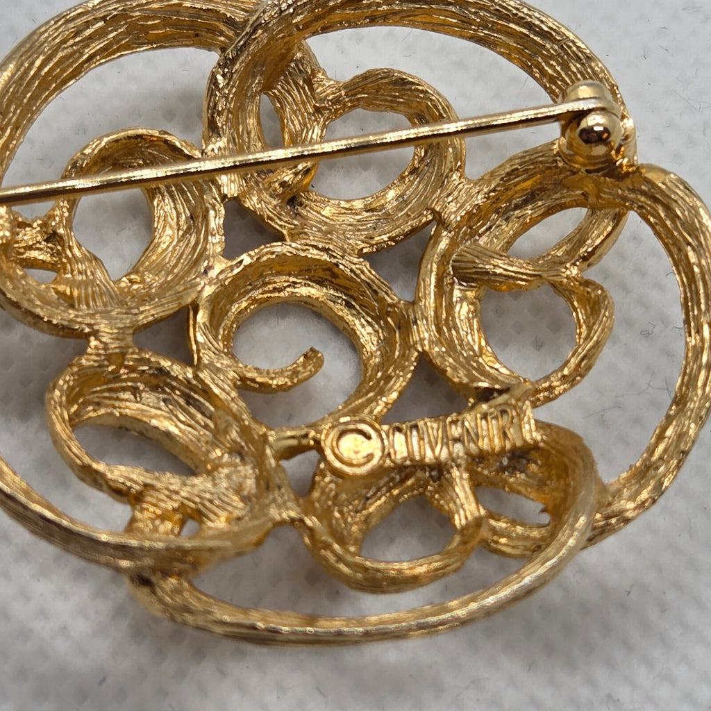 Vintage Sarah Coventry Gold-Tone Open Scroll Brooch