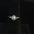 Vintage Size 7 10K Gold 6mm Pearl and CZ Ring