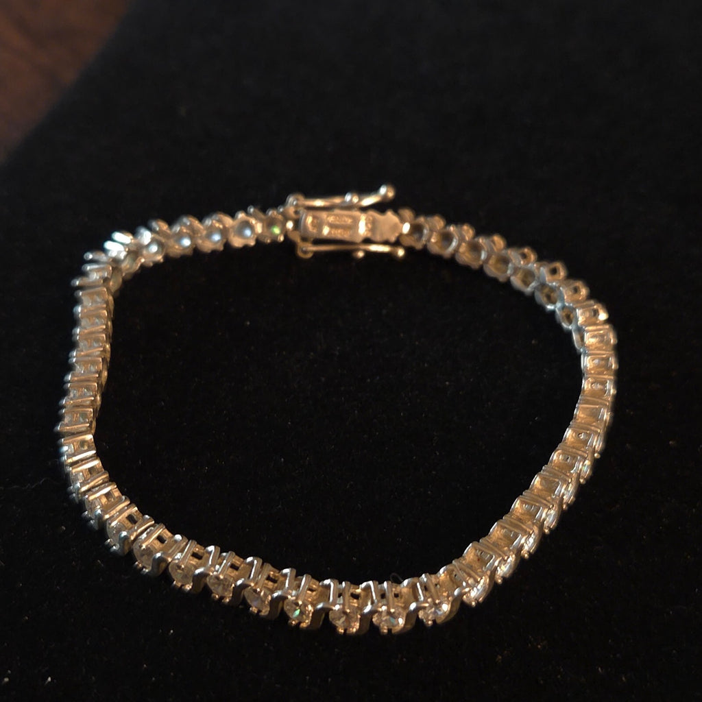 Vintage 7 1/2" Sterling Silver S-Link Tennis Bracelet