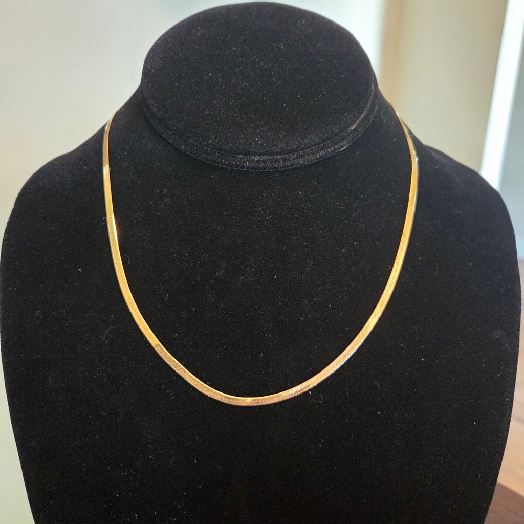 14K Gold 3mm 18" Herringbone Necklace