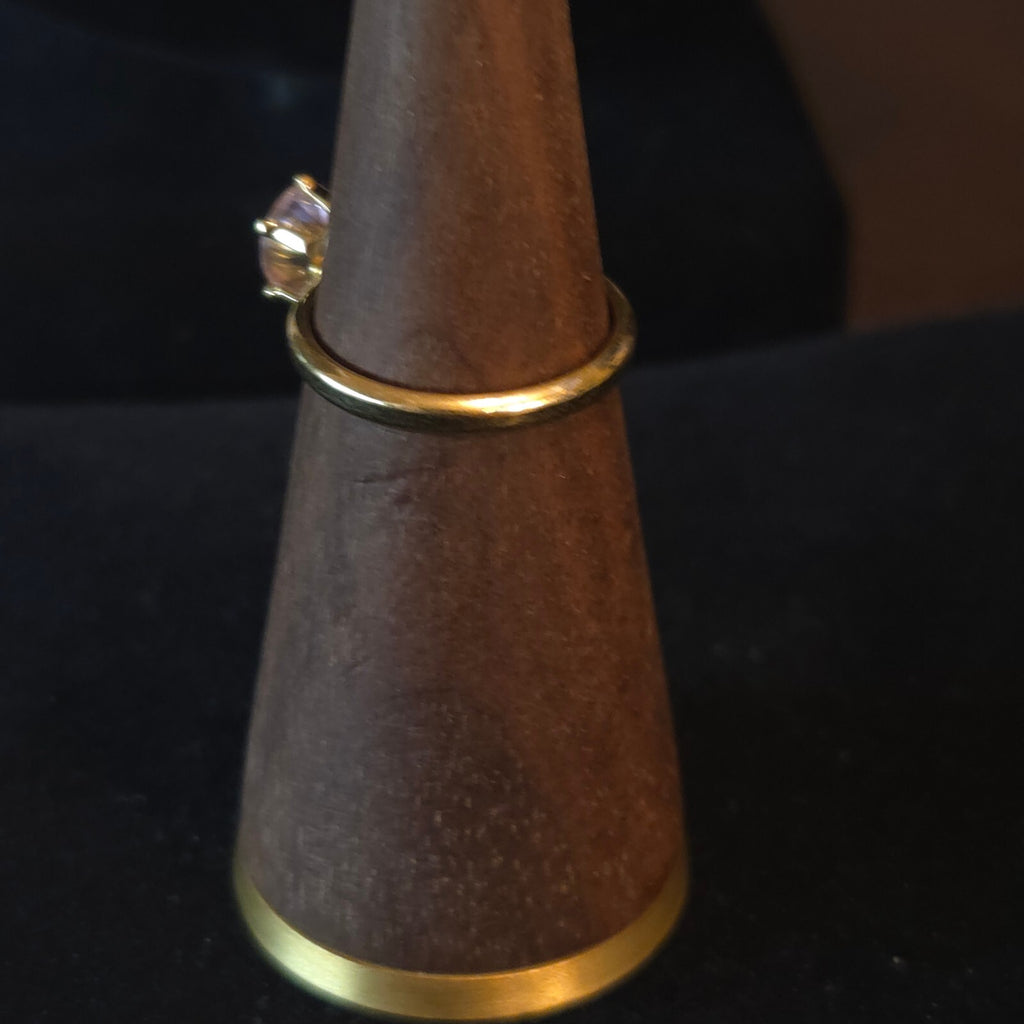 18K Gold Plated Ring with Pink Glass