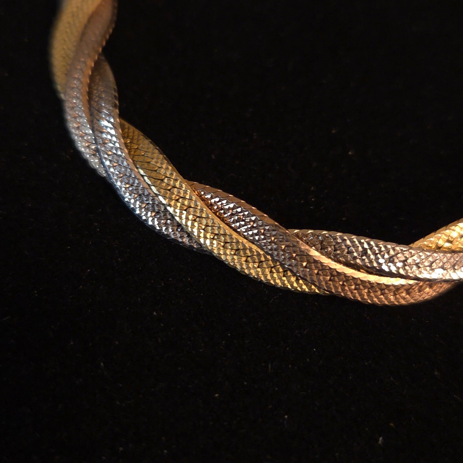 Sterling Silver 7" Tri-Color Braided Bracelet