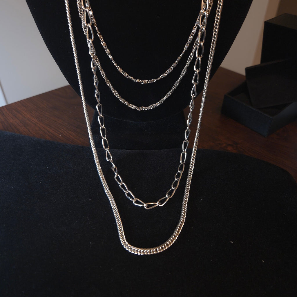 Silver-Tone 5 Strand Locket Necklace