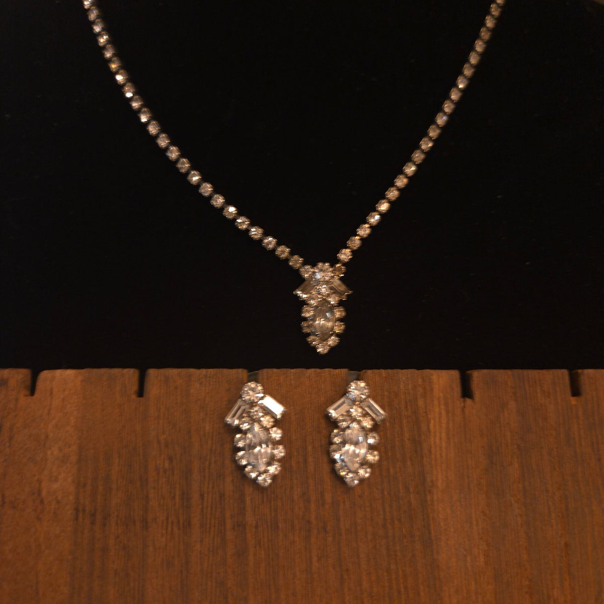 Vintage Rhinestone Necklace and Earring Set