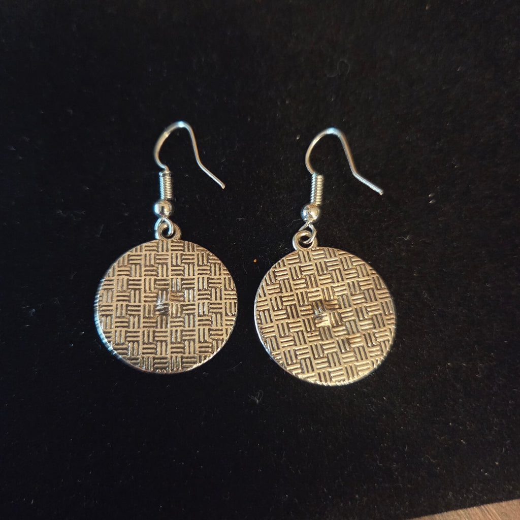 Silver-Tone Dangle Earrings with Small Turquoise Center