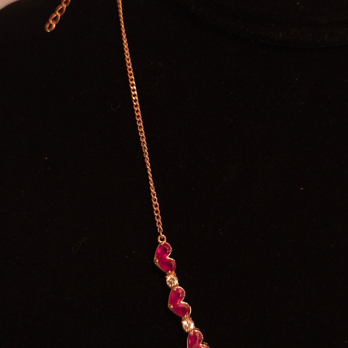 D'Joy 20" Rose Gold over SS Ruby Heart CZ Necklace