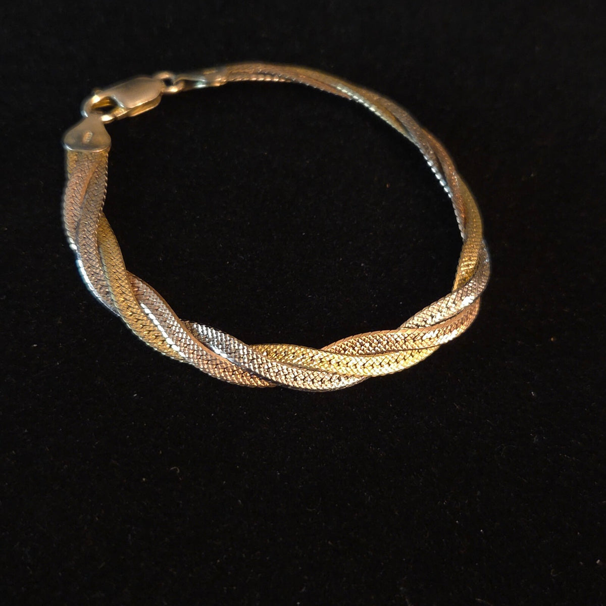 Sterling Silver 7" Tri-Color Braided Bracelet