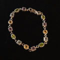Vintage 7 1/4" Sterling Silver Multi-Gemstone Link Bracelet