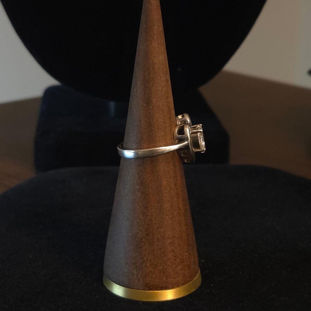 Vintage Size 7 Sterling Silver DQ Diamonique Heart CZ Ring