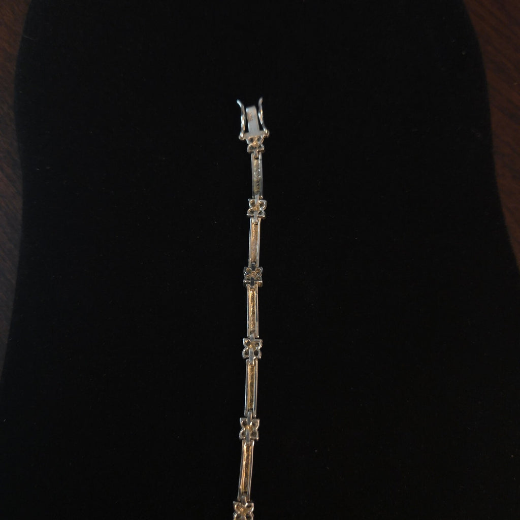 Vintage 7 1/4" Sterling Silver Floral Cluster Bracelet