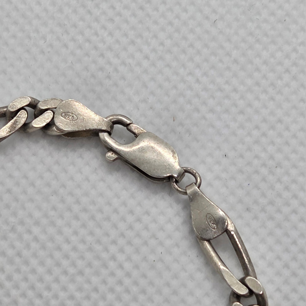 Vintage 7 3/4" Sterling Silver Figaro Link Chain Bracelet