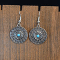 Silver-Tone Dangle Earrings with Small Turquoise Center