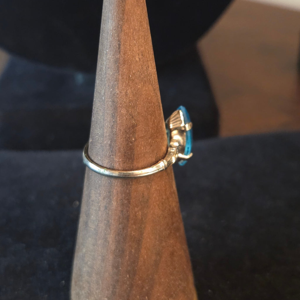 Silver Plated with large blue stone