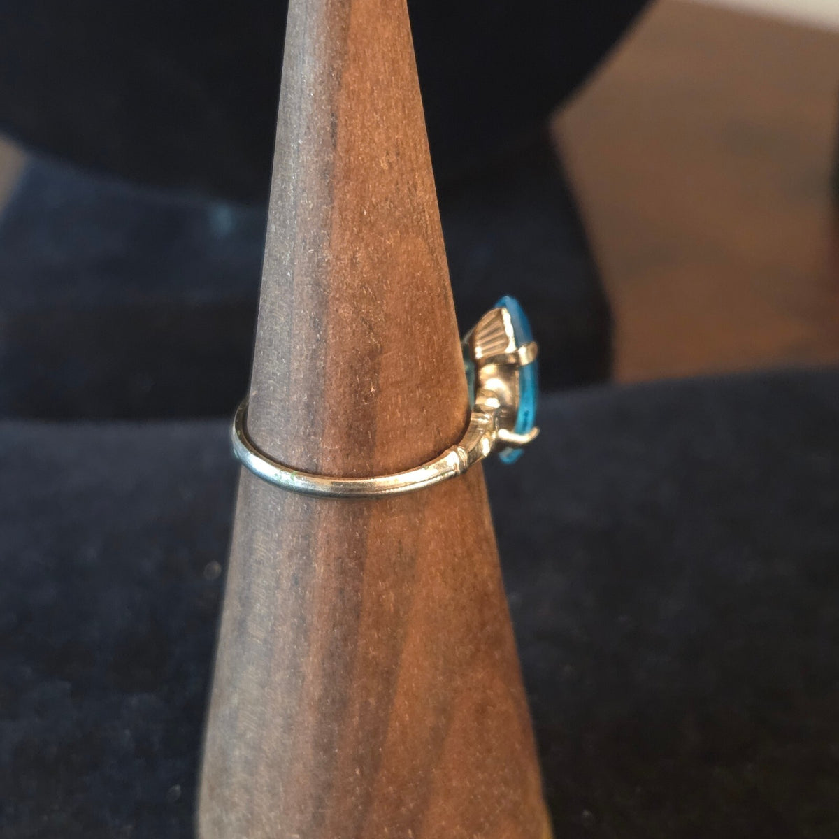 Silver Plated with large blue stone