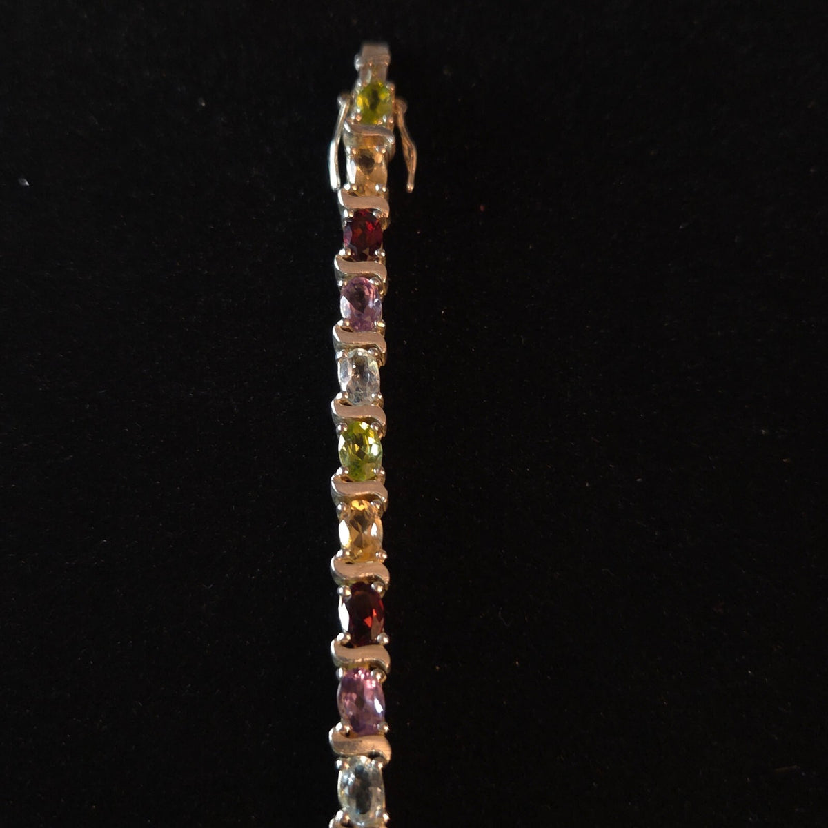 Vintage 7 1/2" Sterling Silver MultiGemstone Tennis Bracelet