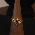 Avon Size 9.5 Gold Plated Emerald Color Marquise Ring
