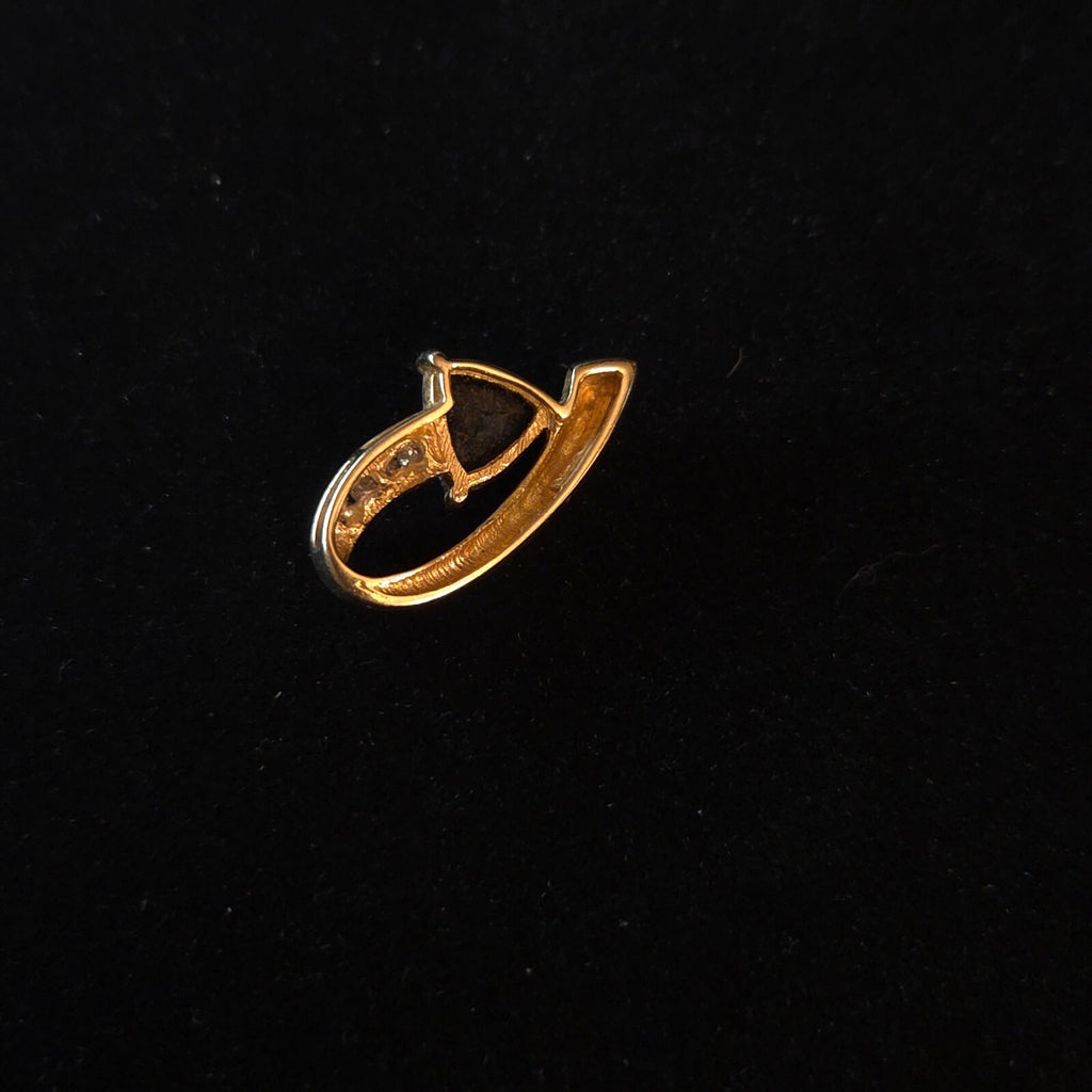 Vintage 14K Trillion-cut Black Onyx & Diamond Pendant