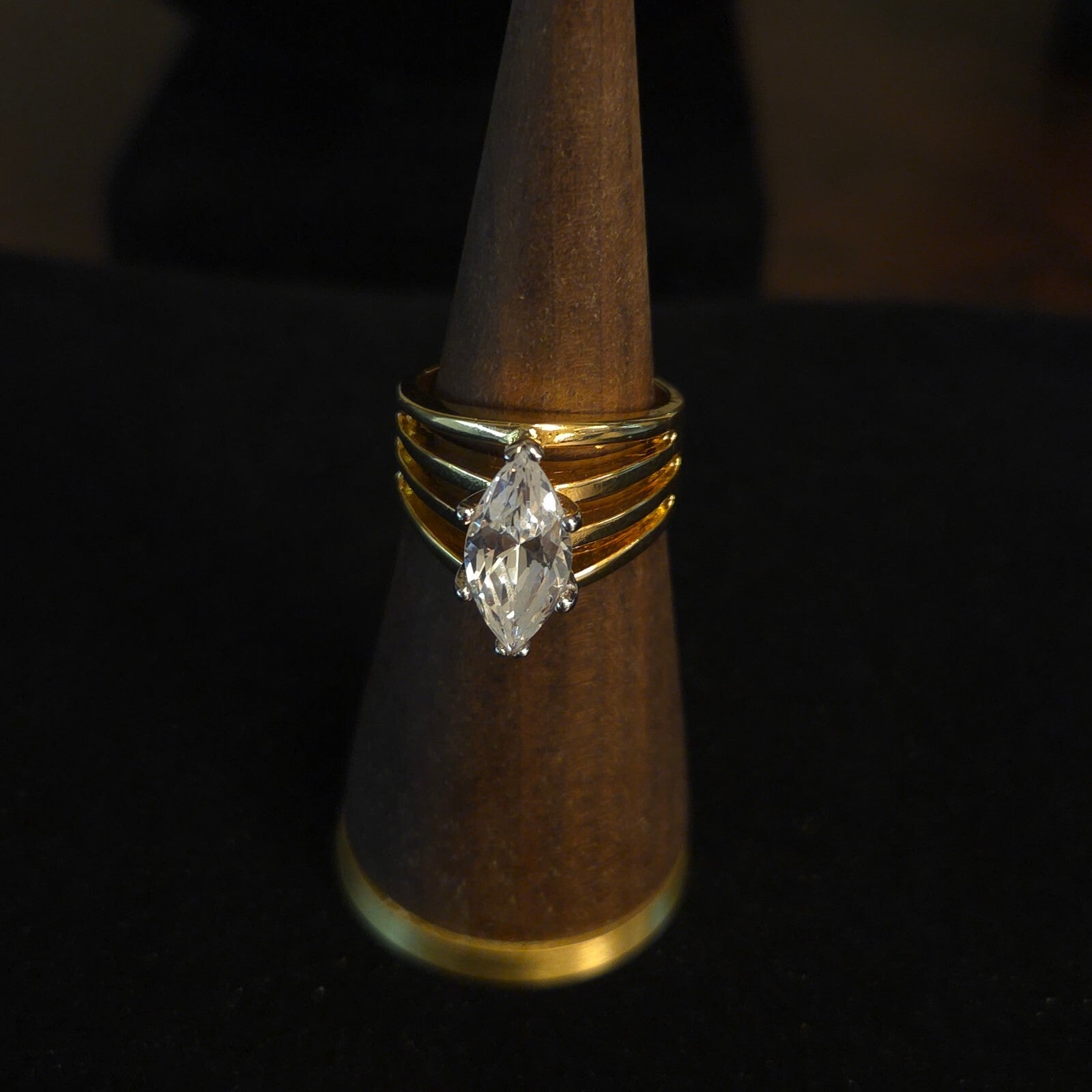 Vintage Size 8 14K HGE LIND Marquise CZ Ring