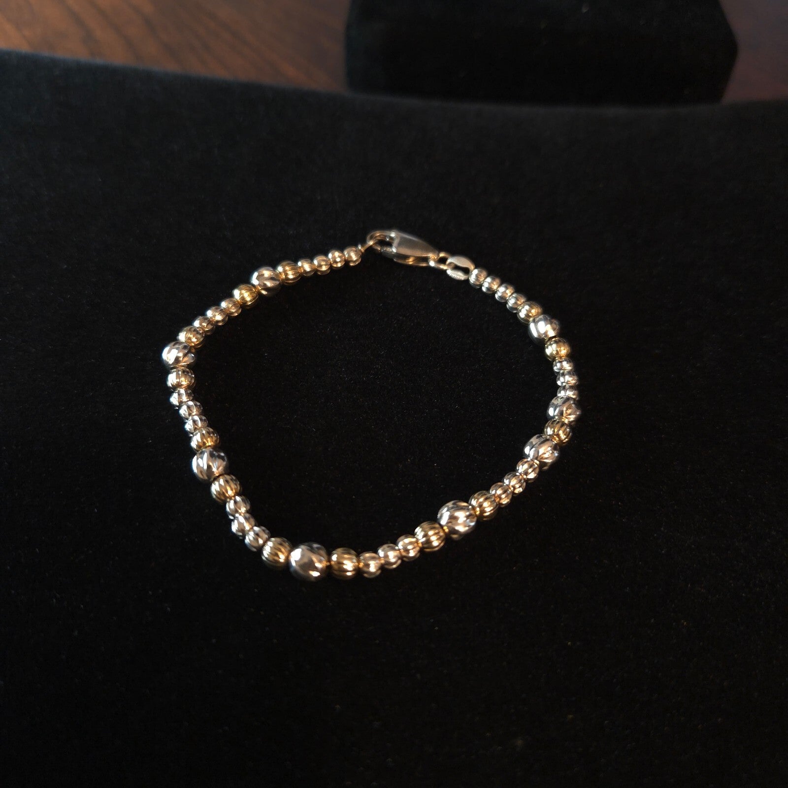 Sterling Silver and Gold 7 1/2" Beaded Bracelet