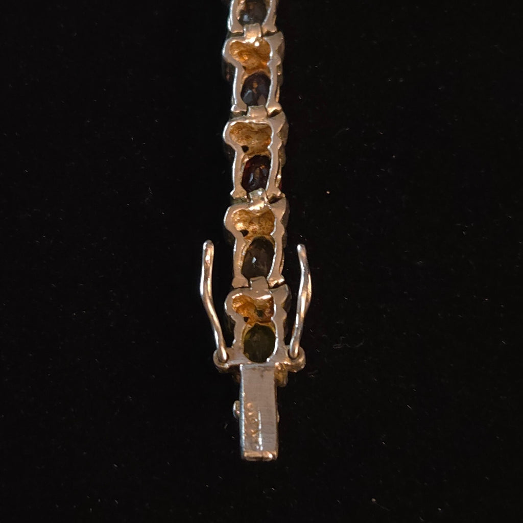 Vintage 7 1/2" Sterling Silver MultiGemstone Tennis Bracelet