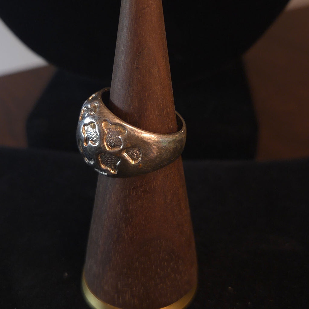 Vintage Sterling Silver Crater or Leopard Print Ring