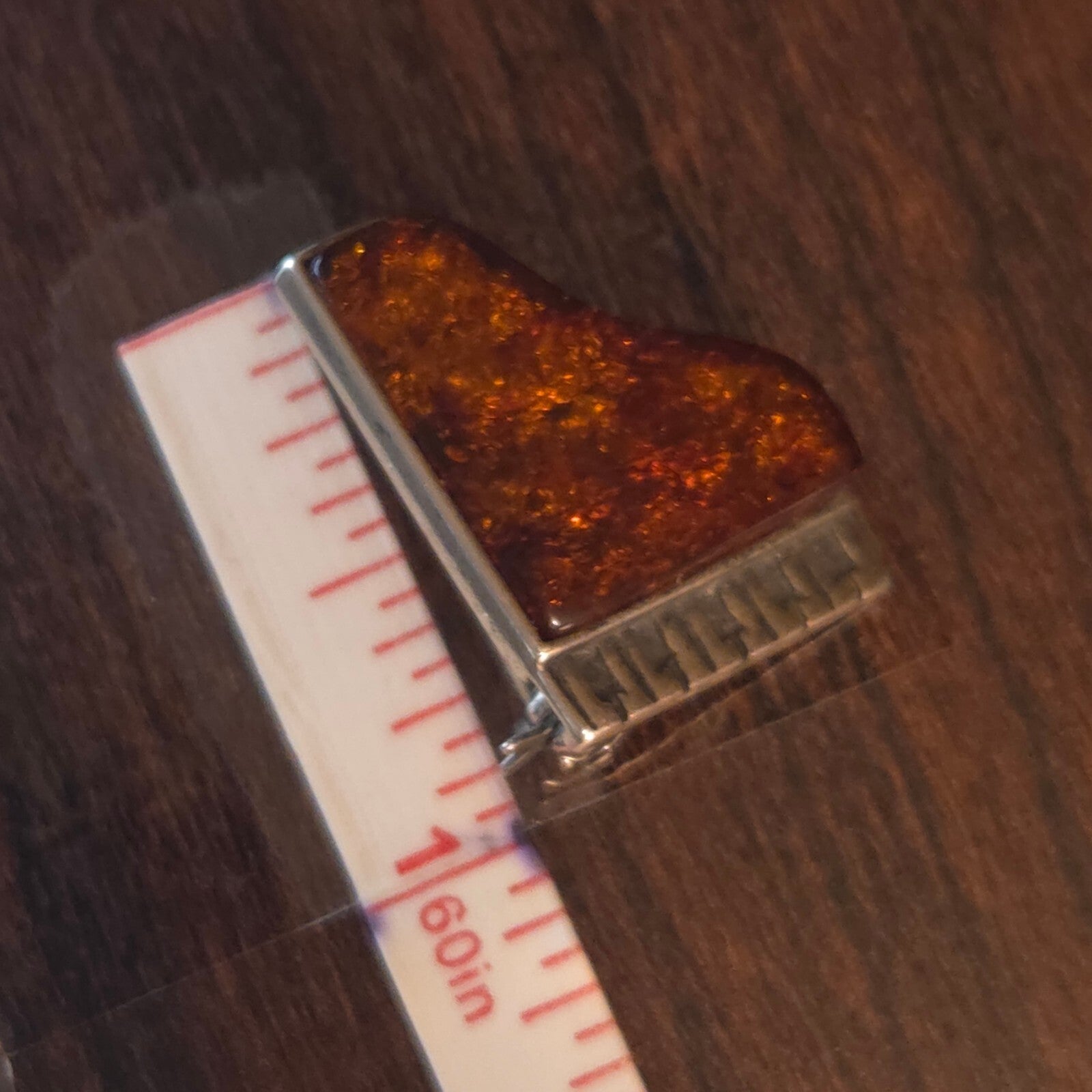 Valerio 888 Sterling Silver and Cognac Baltic Amber Grand Piano Pin
