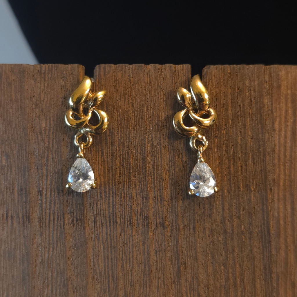 Vintage 14KT Plated Pear-Shaped Teardrop Earrings