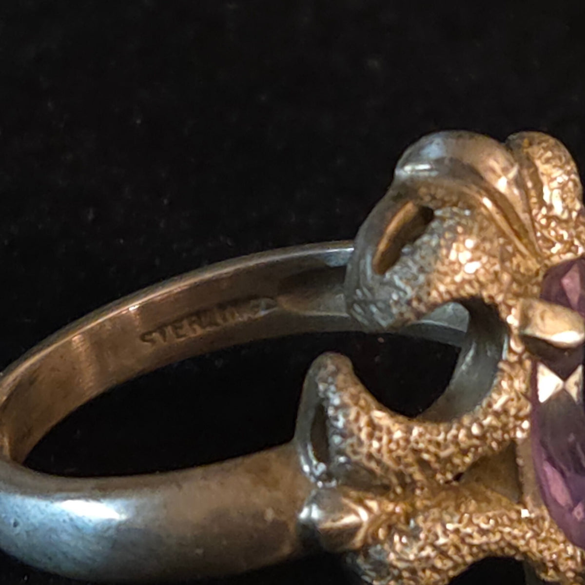 Vintage Size 7 Sterling Silver Kabana Amethyst Ring