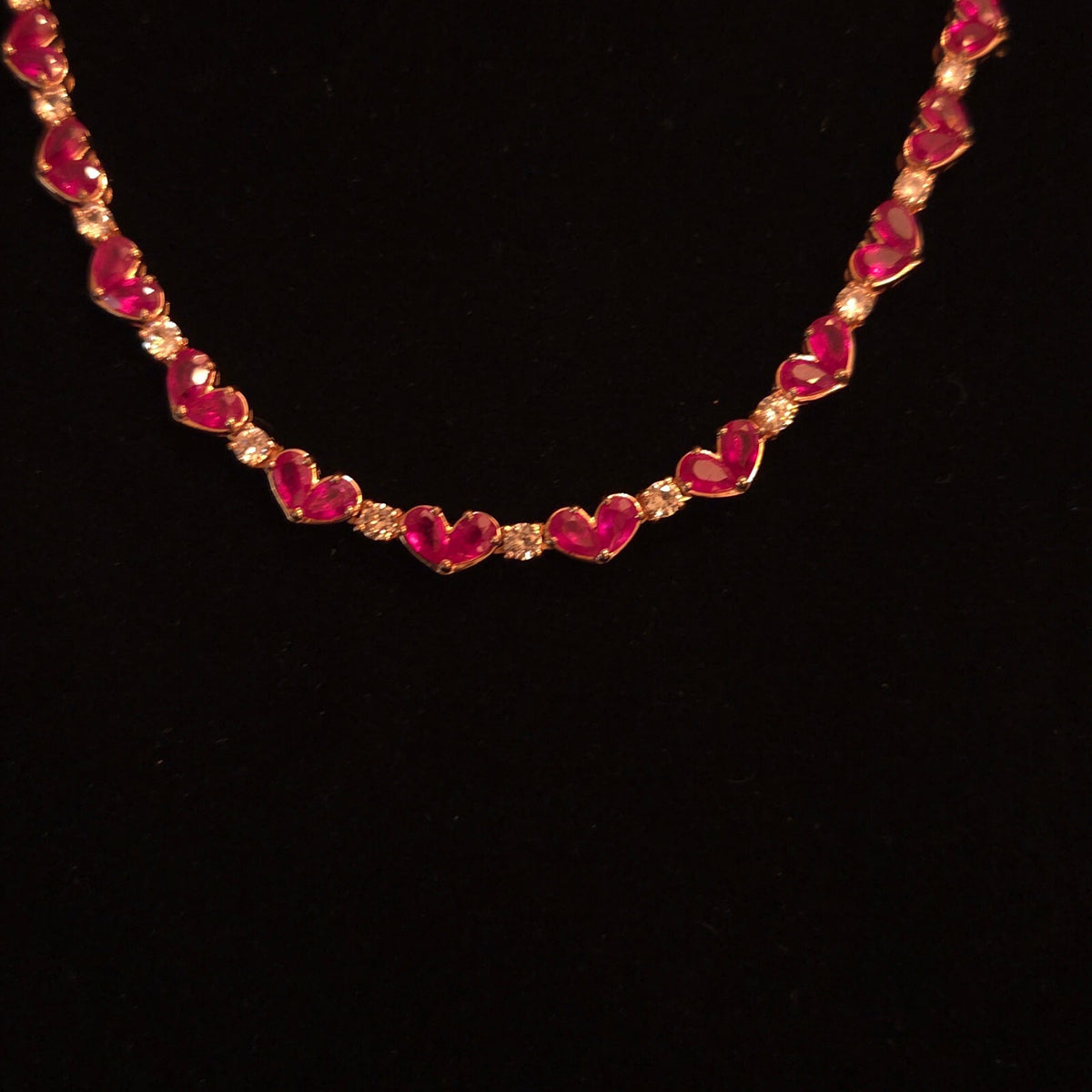 D'Joy 20" Rose Gold over SS Ruby Heart CZ Necklace