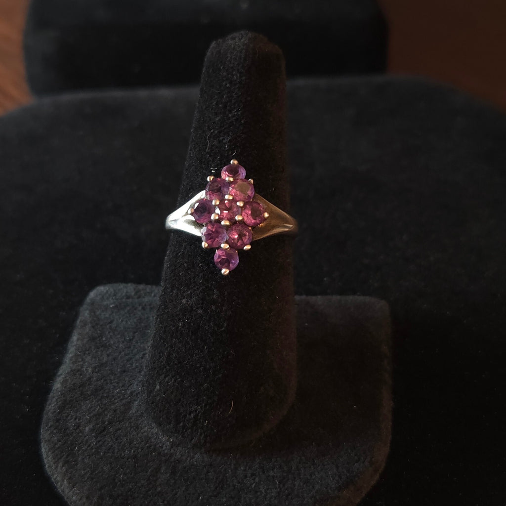 Vintage Size 7 Estate Sterling Silver Amethyst Cocktail Ring