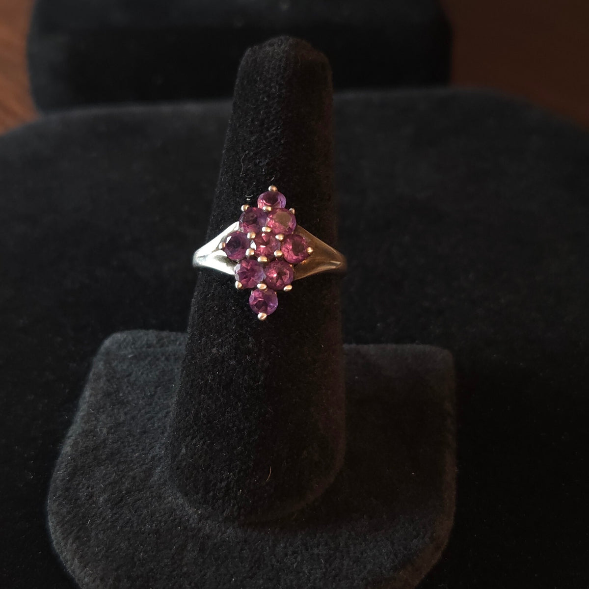 Vintage Size 7 Estate Sterling Silver Amethyst Cocktail Ring