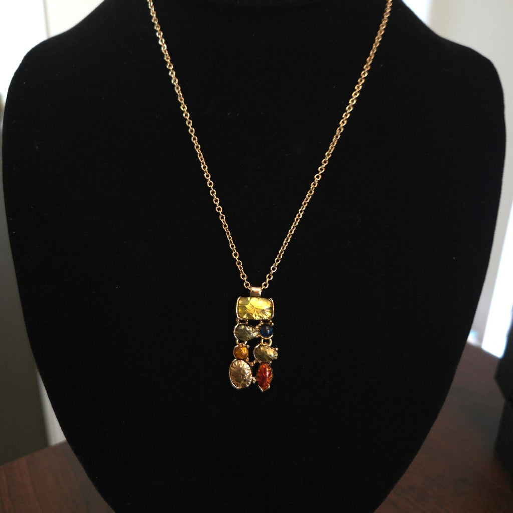 Gold-tone with Foil Wrapped accent pendant Necklace