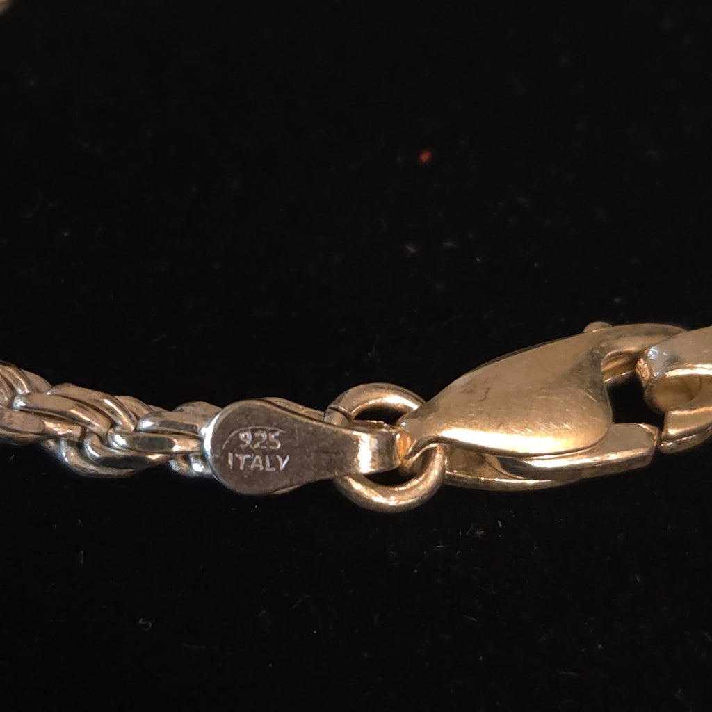 Sterling Silver 3MM 7" Rope Chain Bracelet