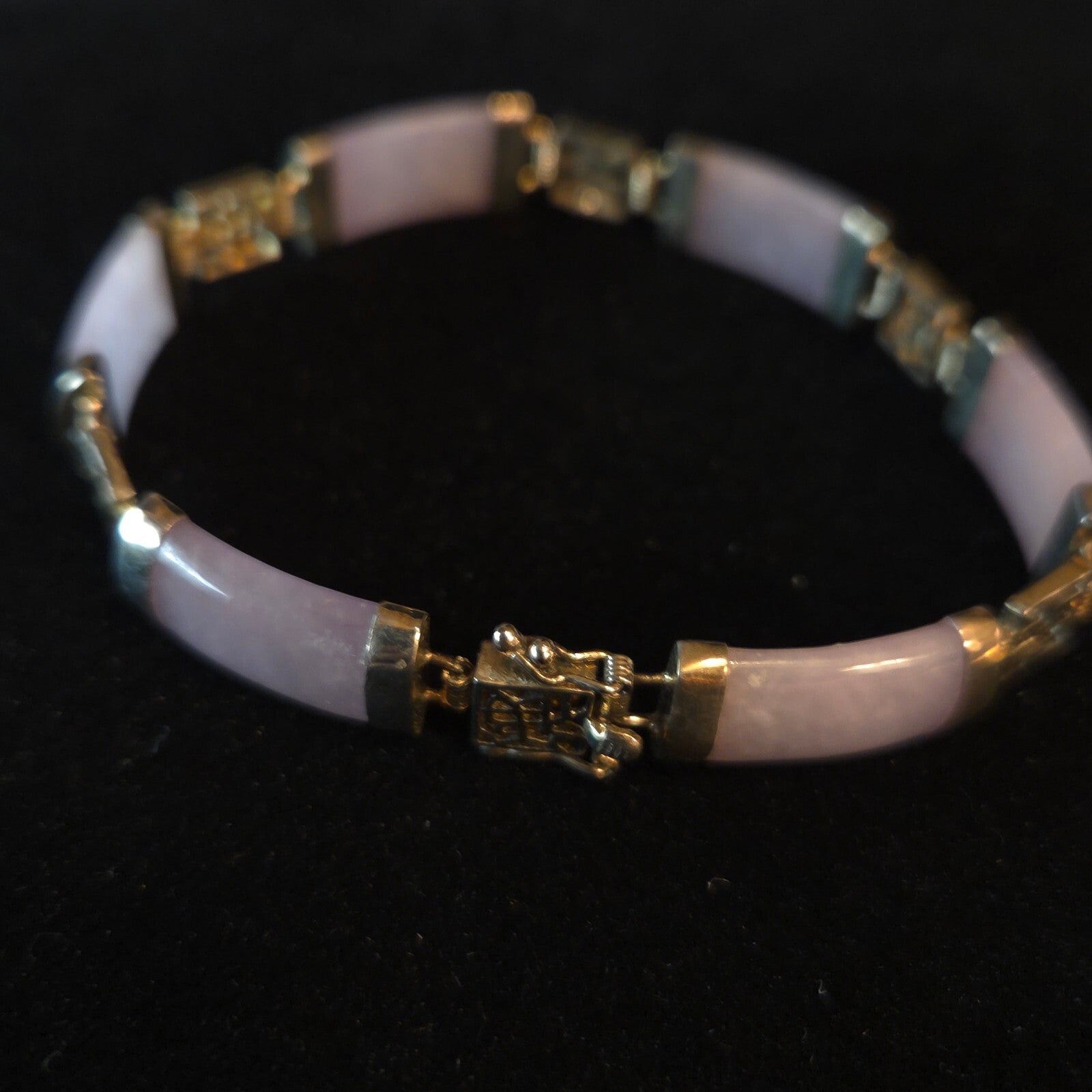 Vintage Gold over Sterling Silver Lavender Jade Bracelet
