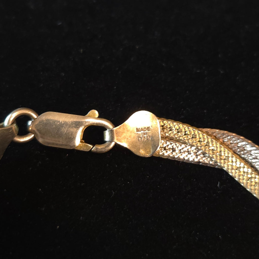 Sterling Silver 7" Tri-Color Braided Bracelet
