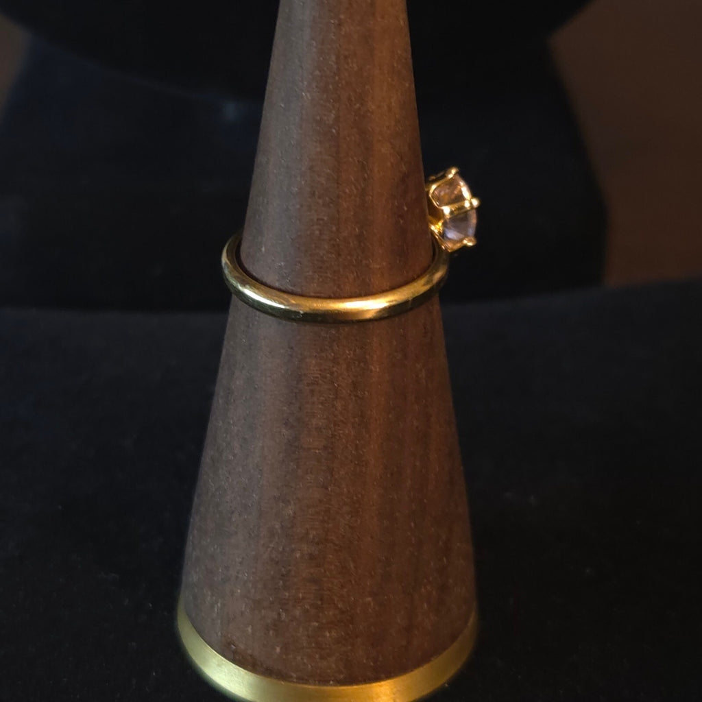 18K Gold Plated Ring with Pink Glass