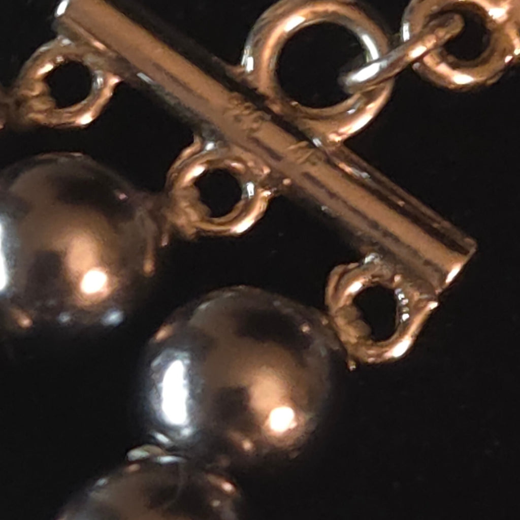 Sterling Silver 7 1/2" 3 Strand Dark Grey Pearl Bracelet