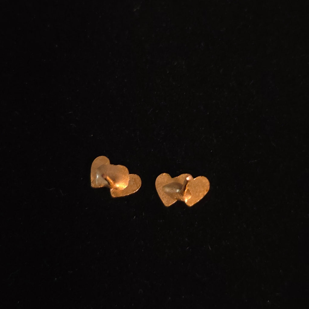 Vintage 14K Gold Double Heart Earrings (studs)